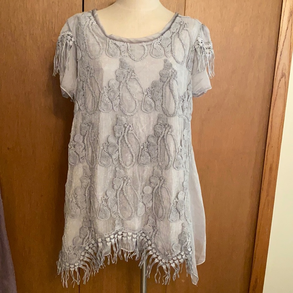 Grey lace top lined nwot